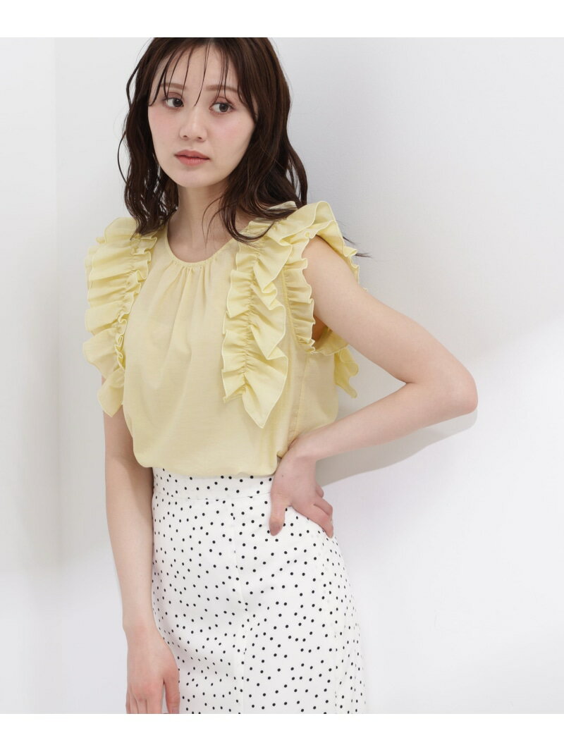 Rakuten - ボリュームラッフルブラウス PROPORTION BODY DRESSING プロポーションボディドレッシング トップス シャツ・ブラウス イエロー ベージュ ブラック【送料無料】[Rakuten Fashion]