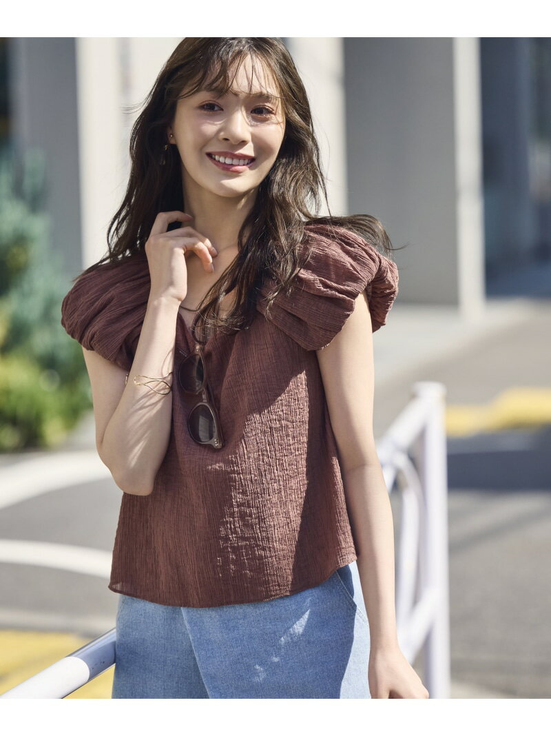 Rakuten - バルーンスリーブブラウス PROPORTION BODY DRESSING プロポーションボディドレッシング トップス シャツ・ブラウス ブラウン ホワイト グレー【送料無料】[Rakuten Fashion]