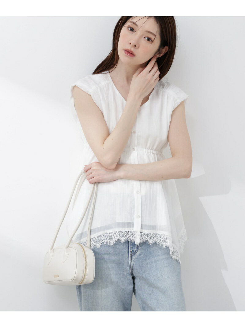 レーストリミングヘムブラウス 26SS PROPORTION BODY DRESSING プロポーションボディドレッシング トップス シャツ・ブラウス ピンク イエロー ベージュ