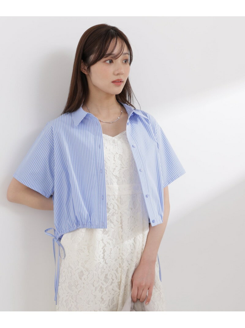 Rakuten - ＜EDIT COLOGNE＞ドロスト半袖シャツ 26SS PROPORTION BODY DRESSING プロポーションボディドレッシング トップス シャツ・ブラウス ブルー ホワイト【送料無料】[Rakuten Fashion]