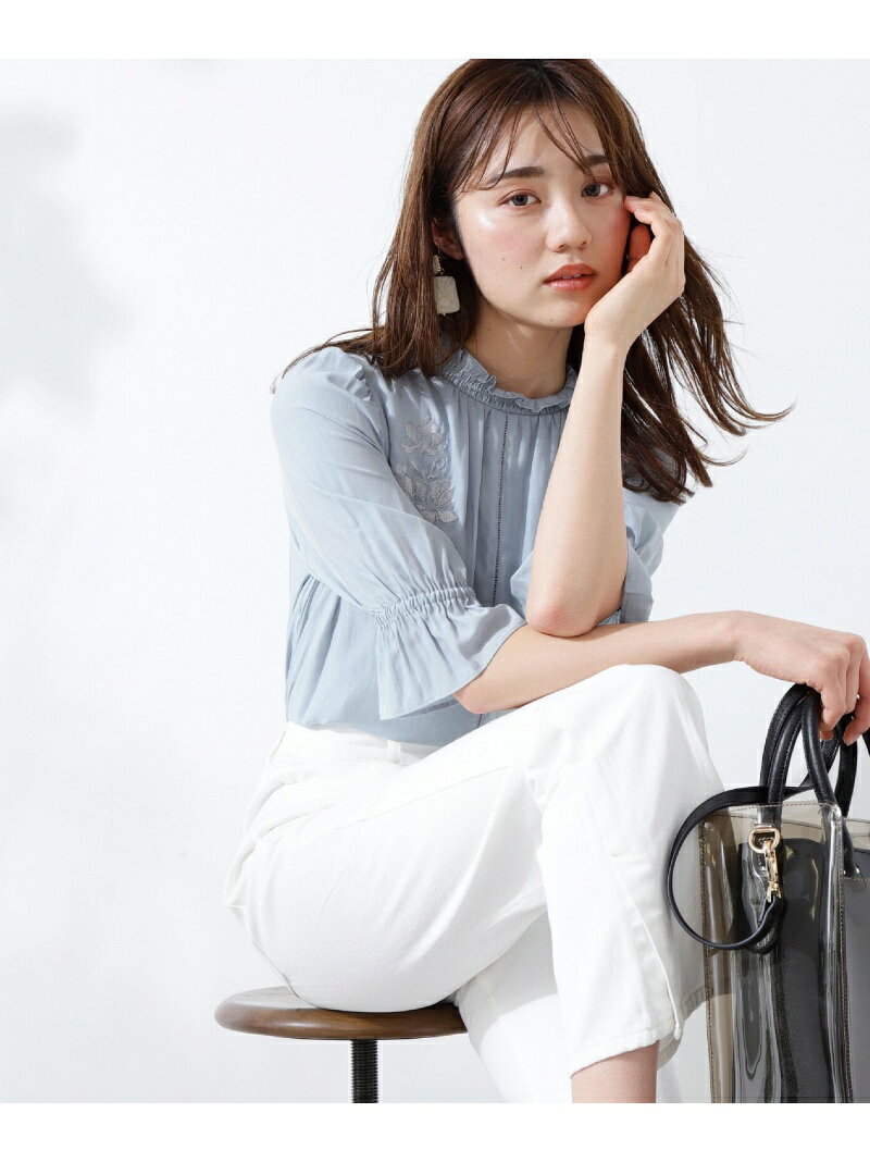 送料無料 美人百花 5月号掲載 エンブロイダリーブラウス Proportion Body Dressing プロポーションボディドレッシング シャツ ブラウス シャツ ブラウスその他 ブルー グレー ホワイト 送料無料 Fashion 送料無料 Deutschewelle Mn