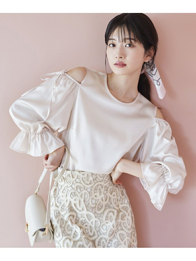 ｜美人百花5月号掲載 タイアップ休井美郷さん着用商品｜オープンショルダーブラウス PROPORTION BODY DRESSING プロポーションボディドレッシング トップス シャツ・ブラウス ホワイト グレー ピンク【送料無料】[Rakuten Fashion]のサムネイル