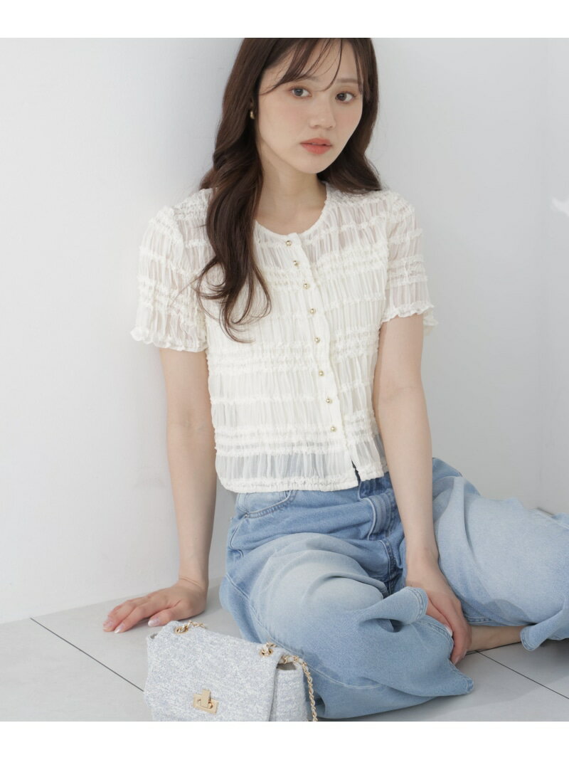 ＜a/mie＞フリルシャーリングブラウス PROPORTION BODY DRESSING プロポーションボディドレッシング トップス シャツ・ブラウス ベージュ ブラック【先行予約】*【送料無料】[Rakuten Fashion]