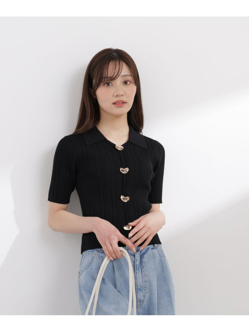 衿付きランダムリブニット 26SS PROPORTION BODY DRESSING プロポーションボディドレッシング トップス ニット オレンジ ブラック ベージュ