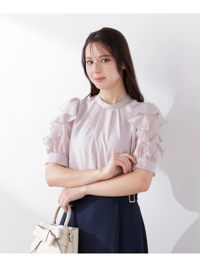＜ウォッシャブル＞フリルスリーブタックブラウス 26SS PROPORTION BODY DRESSING プロポーションボディドレッシング トップス シャツ・ブラウス ピンク ブラック グレー