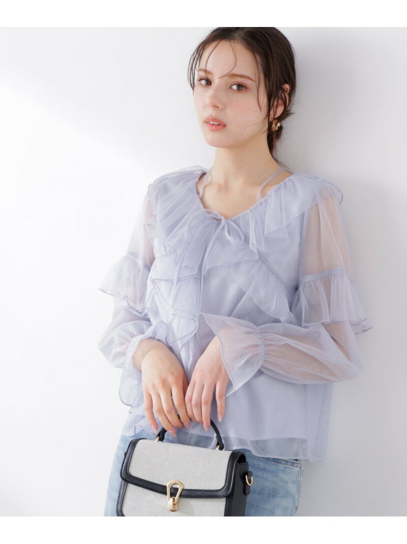 Rakuten - 【SALE／10%OFF】チュールラッフルブラウス 26SS PROPORTION BODY DRESSING プロポーションボディドレッシング トップス シャツ・ブラウス ブルー ベージュ グレー【RBA_E】【送料無料】[Rakuten Fashion]