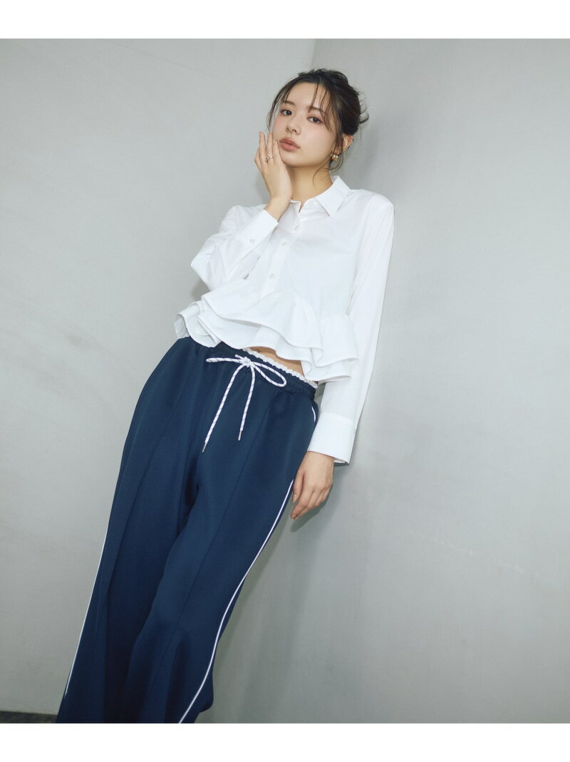 Rakuten - ＜a/mie＞ホイップフリルシャツ 26SS PROPORTION BODY DRESSING プロポーションボディドレッシング トップス シャツ・ブラウス ブルー ホワイト【送料無料】[Rakuten Fashion]
