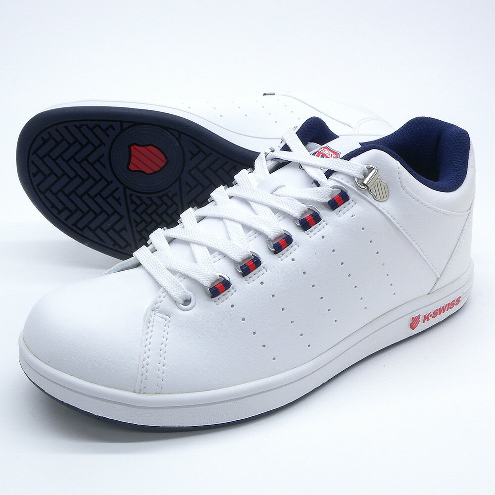 ケースイス スニーカー メンズ ケースイス ローカット スニーカー K-SWISS 2KSU-100 ホワイト/ネイビー/レッド クラシックスタイル シンセティックレザー 合成皮革 ユニセックス KS100 ビジネスカジュアル ビジカジ シューズ 1KS033 K・SWISS 送料無料(沖縄県及び離島を除く) 販売中