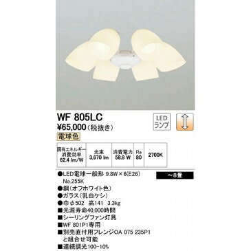 (代引不可)オーデリック WF805LC シーリングファン用シャンデリア LED（電球色） 〜8畳 (D)