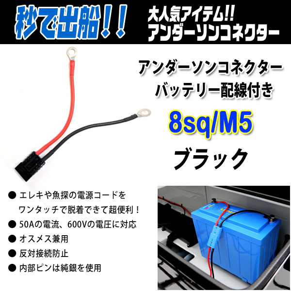 アンダーソンコネクター バッテリー配線付き 8sq/M5 #ブラック 【メール便NG】 【リチビー】【リチウムバッテリー】 proshopks-10108457 プロショップケイズ楽天市場店 パッケージ画像