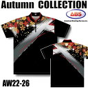 ABS ボウリングウェア AW22-26 ブラック ネーム無し KIMONO 和柄 SS-3L メンズ レディース ポロシャツ ユニフォーム ボウリング ボウリ...