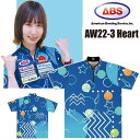 ABS ボウリングウェア AW22-3 ブルー ネーム無し スプリングコレクション ハート SS-3L メンズ レディース ポロシャツ ユニフォーム ボウリング...