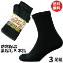 【本日当店pt5倍】あったか裏起毛+踏ん張りの効く5本指靴下 炎の裏起毛 メンズ ソックス 黒 3足組 24.5〜27cm 軍足 1995 靴下 五本指 防寒 ...