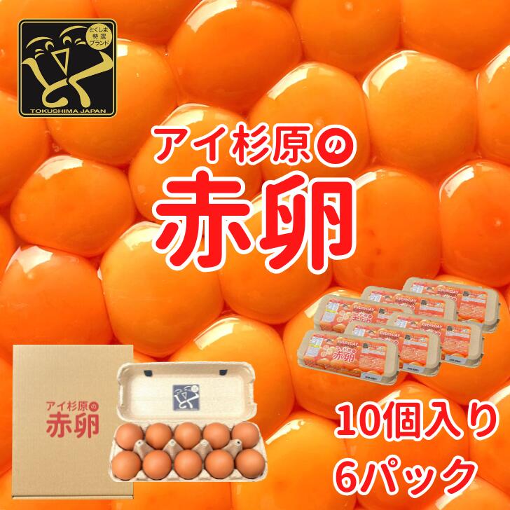 【常温便】アイ杉原の赤卵 60個 生卵45個＋破損保証15個 徳島県知事認定 とくしま特選ブランド認定品 この卵ハマります！ 徳島県産 朝採り 産みたて 農場直送 ギフト お取り寄せ 詰め合せ 御中元 御歳暮 母の日 父の日