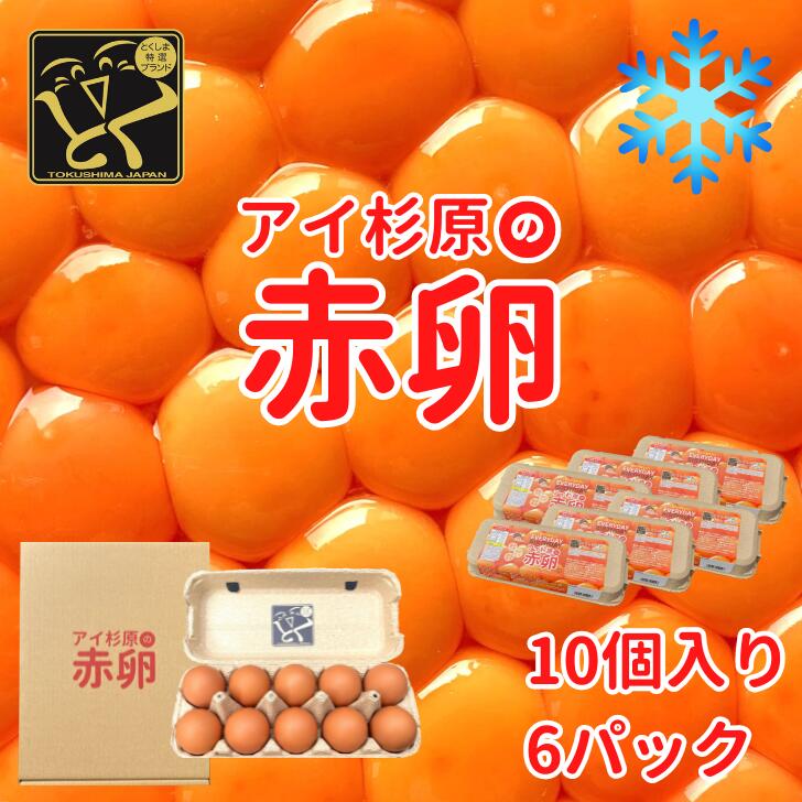 【クール便】アイ杉原の赤卵 60個 生卵45個＋破損保証15個 徳島県知事認定 とくしま特選ブランド認定品 この卵ハマります 徳島県産 朝採り 産みたて 農場直送 ギフト お取り寄せ 詰め合せ 御中…