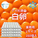 品名【クール便】業務用 Lサイズ アイ杉原の白卵 160個名称鶏卵原産地国産(徳香川県)内容量生卵 Lサイズ 160個入り総重量約11.0kg箱サイズ約タテ31cm x ヨコ46cm x 高さ23cm賞味期間生食14日/加熱28日賞味期限商品ラベルに別途記載保存方法冷蔵庫(10℃以下)で保存して下さい。使用方法生食の場合は賞味期限内に使用し、賞味期限経過後及び殻にヒビの入った卵はなるべく早めに充分に加熱調理してお召し上がり下さい。特定原材料アレルギー：卵卵重計量責任者高橋 清記選別包装者株式会社 アイ杉原 徳島県徳島市中吉野町3丁目65番地の1販売者徳島とく選！良品産地直送便 株式会社 プロスパー 徳島県徳島市中吉野町3丁目65番地の1アイ杉原の赤卵【個数違いのセット】はコチラ↓↓↓