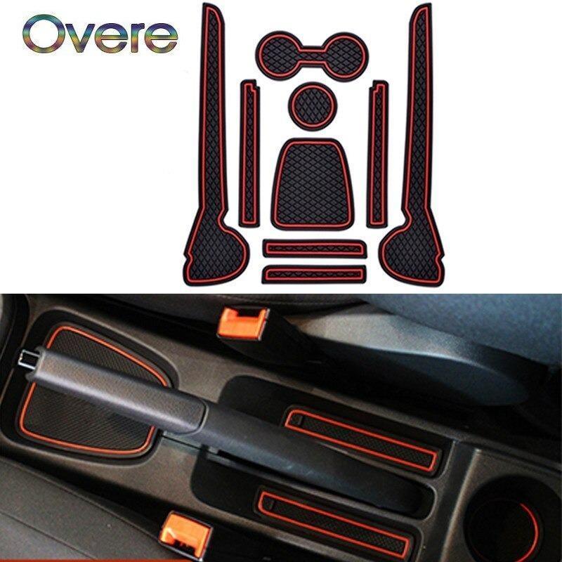 9 個 3D ラバーカーアンチスリップマットドア溝マットフォルクスワーゲンポロ 6R GTI VW ポロ 2018 2017 -2011 アクセサリーカップマッ