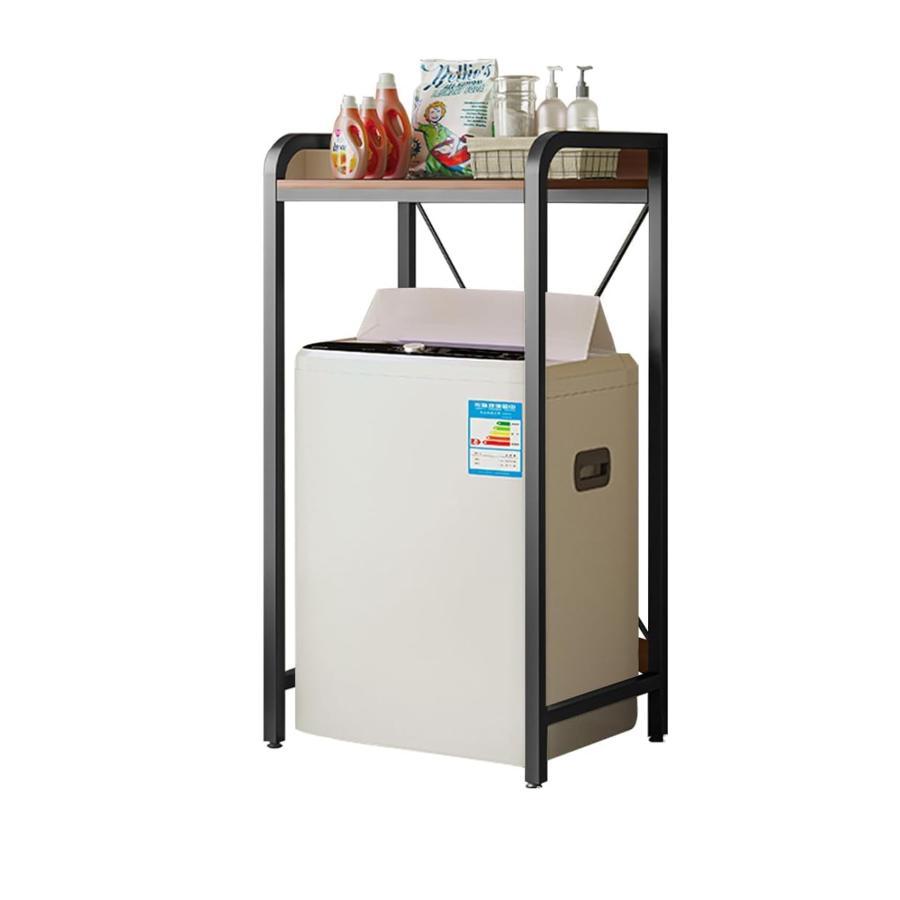 Wall Furniture - 洗濯機収納ラック 収納棚 洗濯機棚 置き台 ランドリーラック 乾燥機の上の棚付き収納棚 トイレ収納ラック 厚みを増した鉄骨 厚い木の板