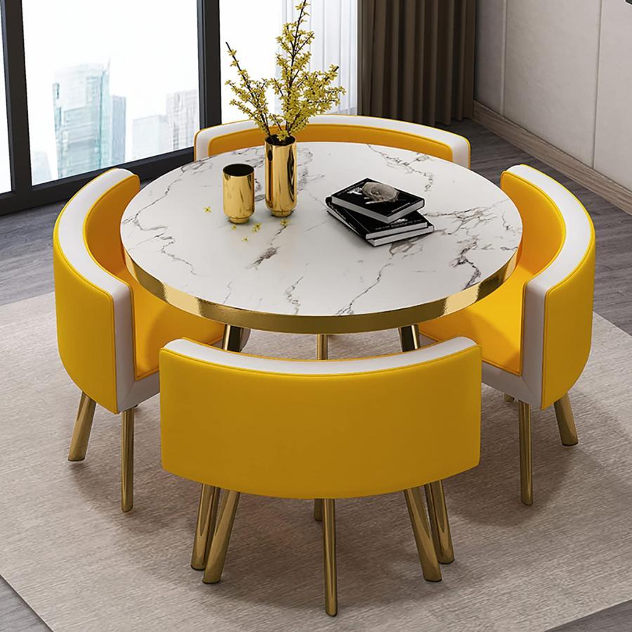 樂天商城 - 丸テーブルセット4人用 ダイニングセット 食卓セット ダイニングルームとキッチン用 モダンデザインテーブルと椅子セットホームキッチン