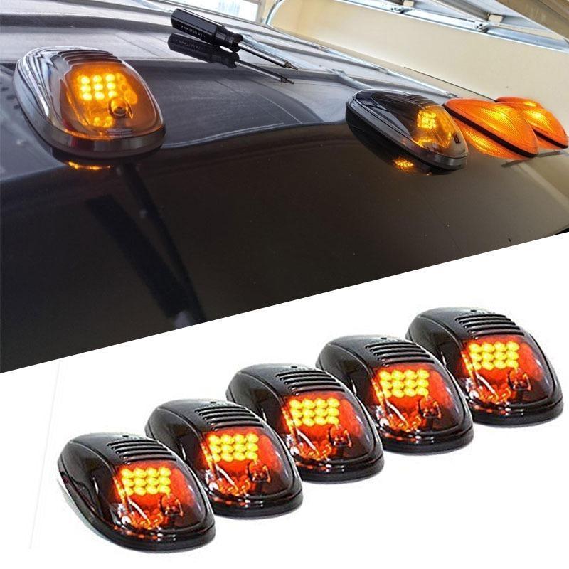 樂天商城 - 【楽天スーパーセール】ルーフライト 5個 12 led カー cab ルーフ マーカー トラック suv dc 12v 黒 スモークレンズ クリアランス マーカー 屋根 ランプ ライト
