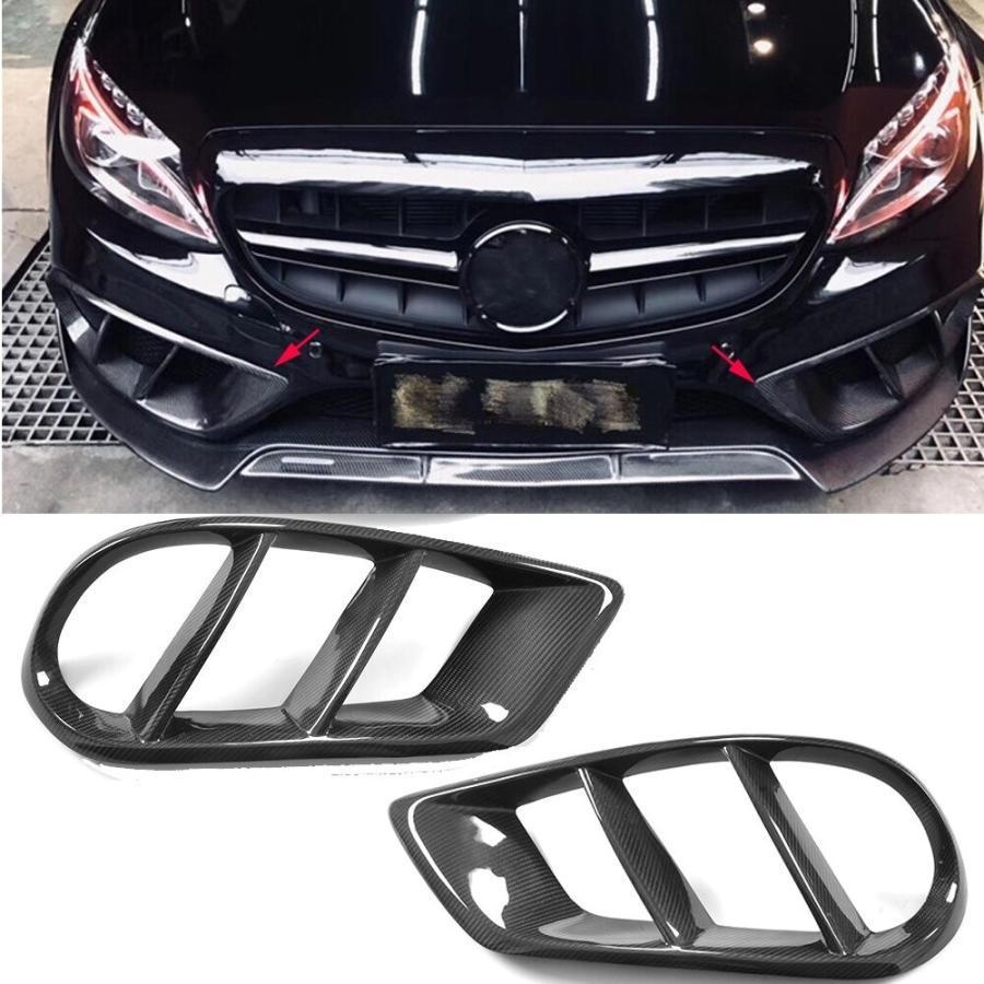 樂天商城 - メルセデスベンツC43AMG C180C200スポーツ2015-2019W205カーボンファイバーフロントバンパーエアベントアウトレットカバーグリルトリム