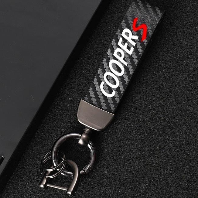 樂天商城 - キーホルダー ミニクーパー カーボンブラック MINI COOPER ストラップタイプ 送料無料