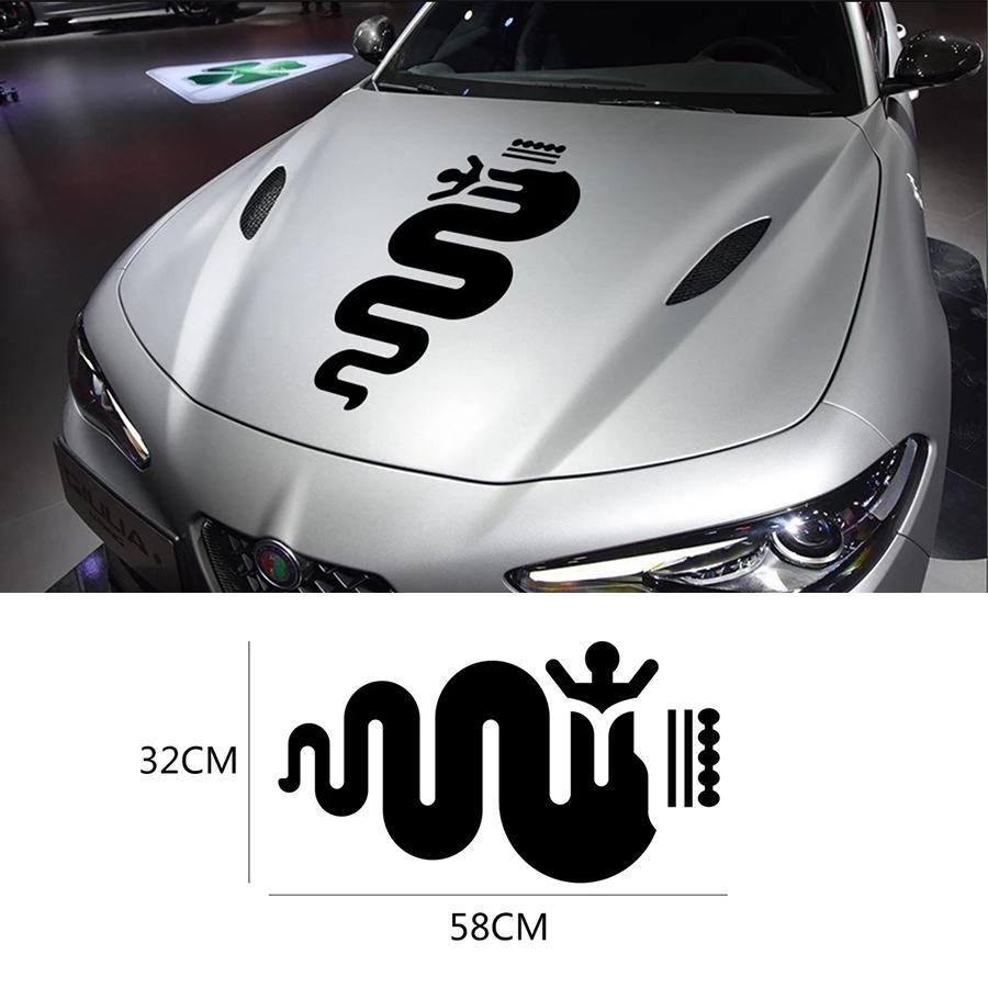 Rakuten - 【楽天スーパーセール】ステッカー デカール アルファロメオ Alfa Romeo ボンネットフード 車 スネーク 蛇 色選択
