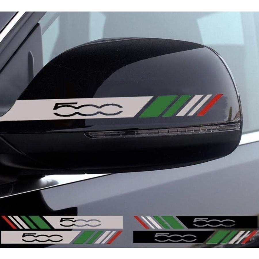 樂天商城 - 【楽天スーパーセール】ステッカー FIAT 500 ドアミラー 2個セット イタリア国旗色 外装 お洒落 フィアット ストライプ