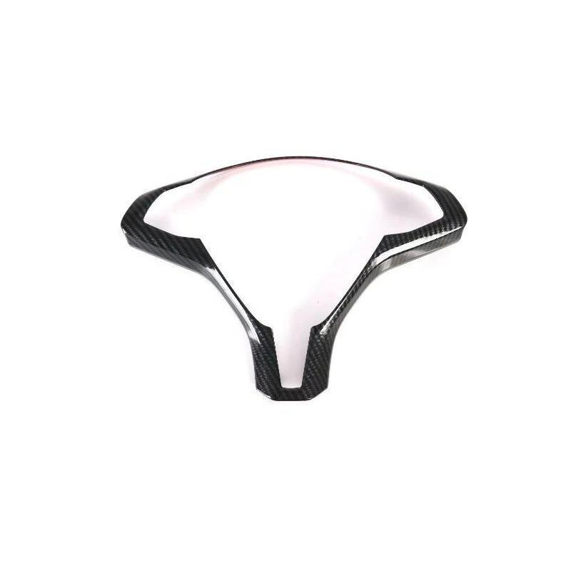 カーボンファイバー ステアリングホイール センタートリムカバー テスラ モデルX S 2014-2020 光沢