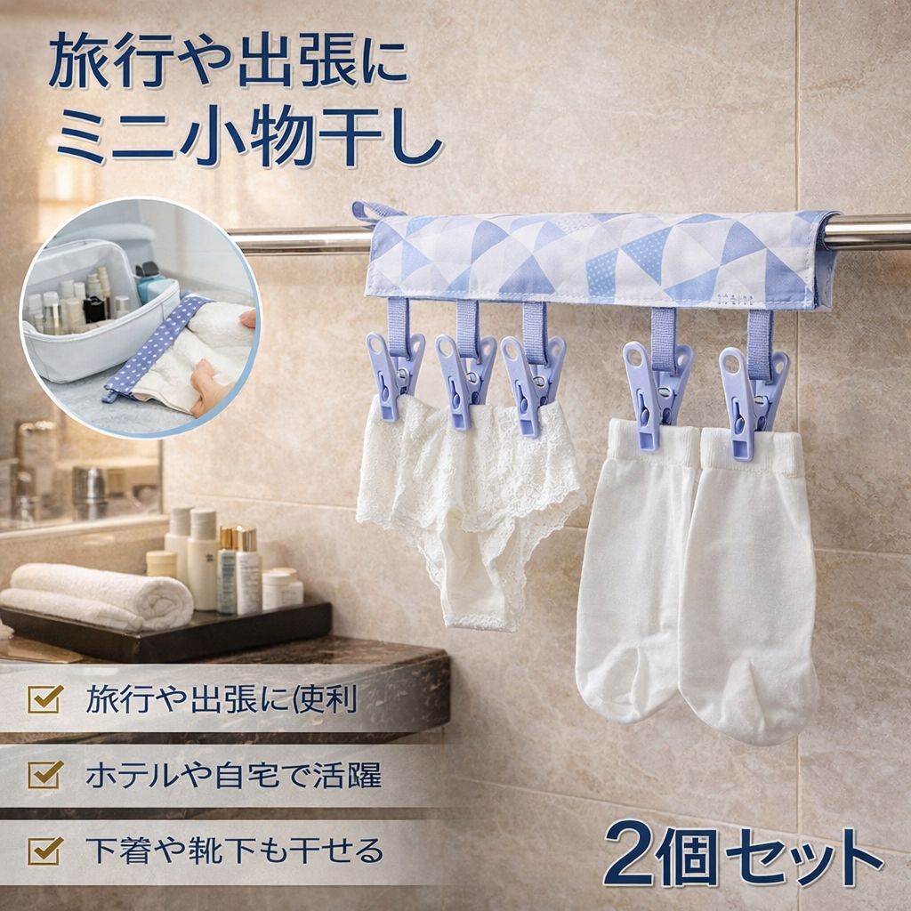 Rakuten - 携帯ハンガー 折りたたみ式 旅行 軽量 洗濯ばさみ ハンガー 物干し竿 ピンチ おしゃれ 頑丈 スリム 収納 かわいい 携帯洗濯バサミ 乾燥