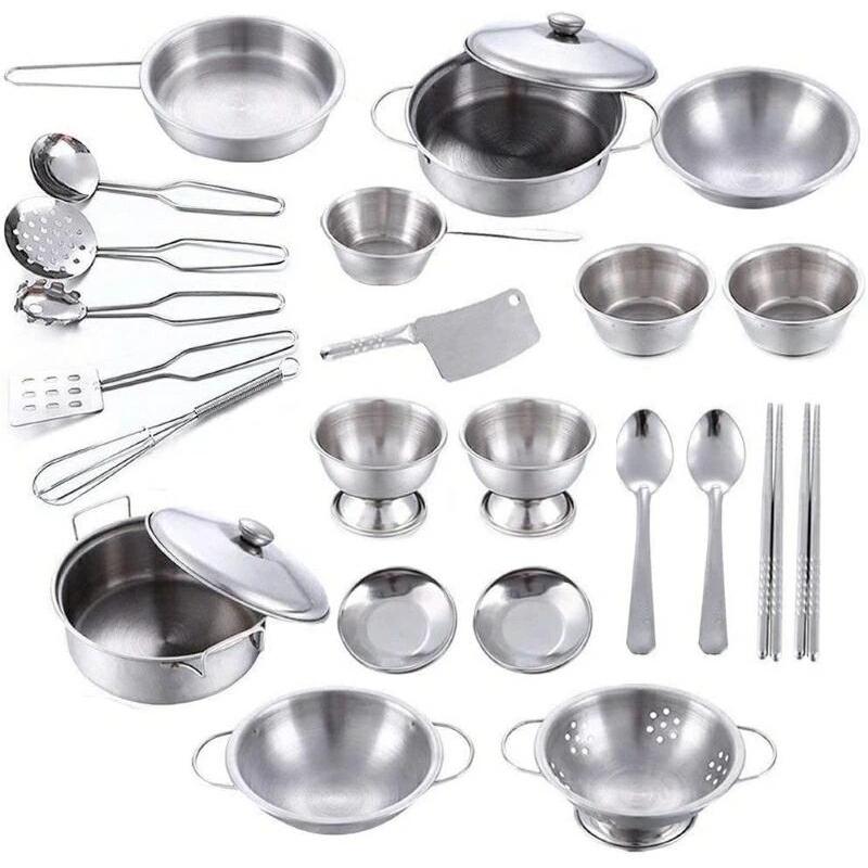 Rakuten - 【楽天スーパーセール】おままごと 調理器具 なべセット 料理おもちゃ ステンレス製 25点セット 食器ままごとおもちゃ ギフト プレゼント 男の子 女の子 贈り物