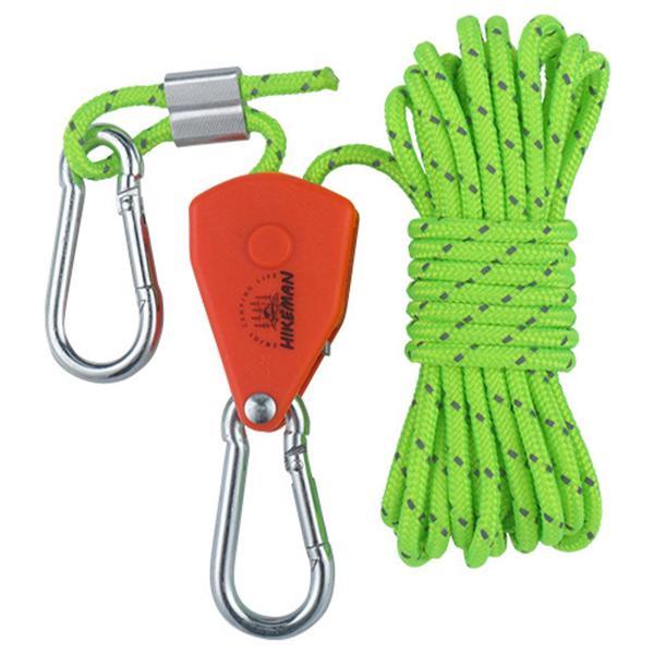 Rakuten - 【楽天スーパーセール】4mm4mライトグリーン テント風ロープ テント ウィンド ロープ プーリー ラチェット ロープ ハンガー