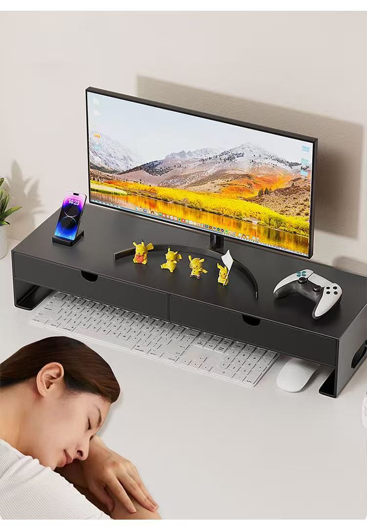 Rakuten - 【楽天スーパーセール】モニター台 卓上 机上 ラック 引き出し スチール 幅50センチ 滑り止め EEX-DES27