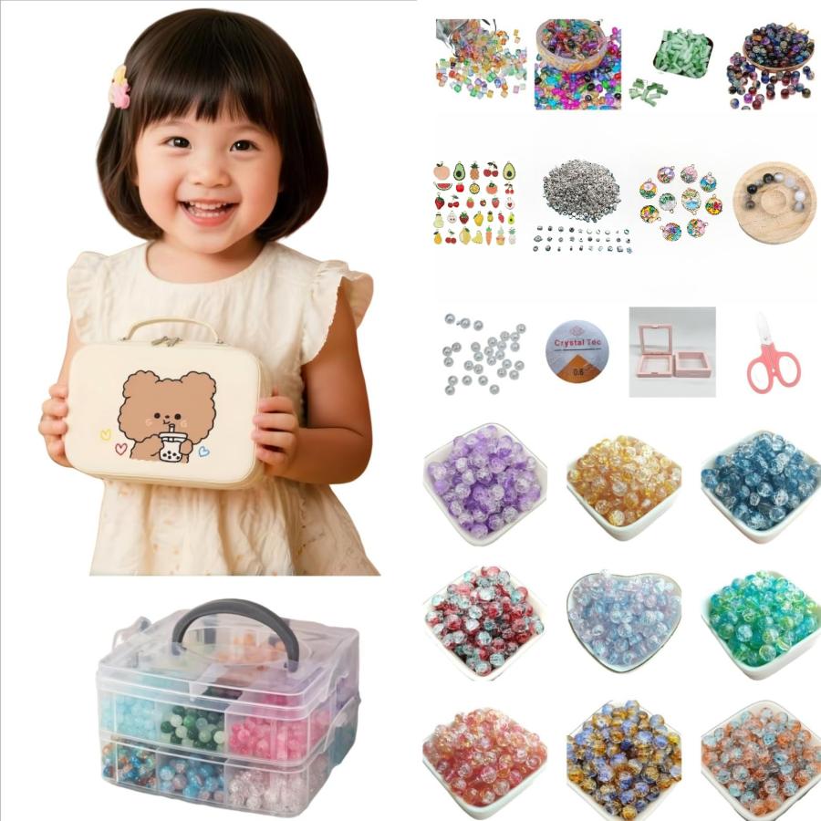 Rakuten - 女の子のビーズアクセサリーDIYキット. 誕生日プレゼント クリスマス 手作り 工作 自由研究 女の子 おもちゃ 6歳以上 .ビーズ パール ネ