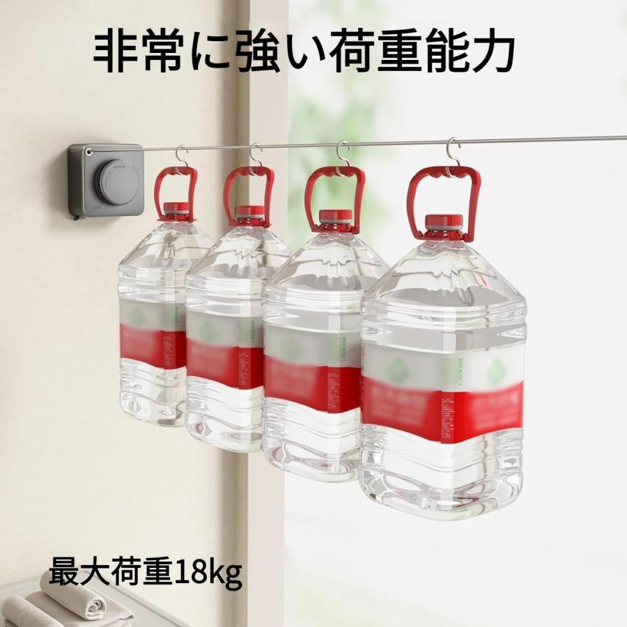 【楽天ス一パ一セ一ル】伸縮式物干しロープ 室内外兼用 4.5/5.1m耐荷重20kg 壁掛け設置 ステンレスワイヤー ロープ 防錆?防水 ベランダ 浴室 洗濯室用 省スペー prosperplus-10024885 プロスパープラス サンプル画像2