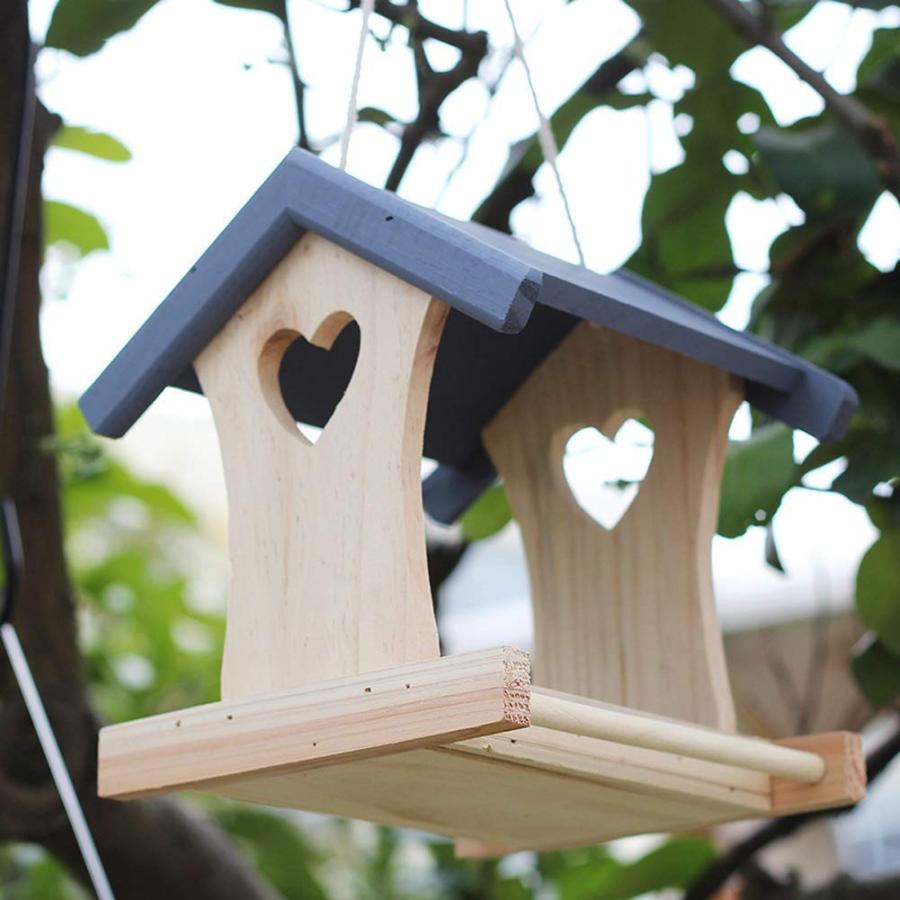 野鳥の餌台 バードフィーダーバー餌台 鳥の餌箱駅|木製バードフィーダー 庭の屋外...