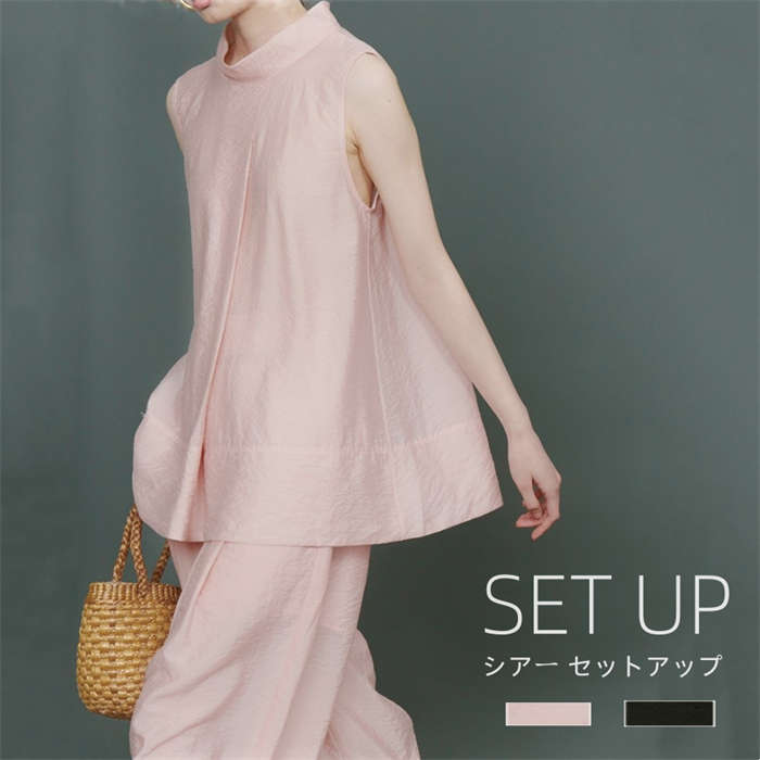 樂天商城 - セットアップ レディース 夏 春 パンツドレス 結婚式 ワイドパンツ 発表会 成人式 演奏会 カットソー ノースリーブ タンク パンツ ロング ガチョウ ワイド パンツセット きれいめ