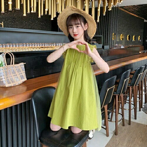 樂天商城 - 子供 ワンピース 女の子 キッズ ノースリーブ 子供服 春 夏 カジュアル ナチュラル フォーマル 子ども 可愛い ジュニア ガールズ ピアノ 発表会 入学式 入園式 グリー 110-170cm 旅行