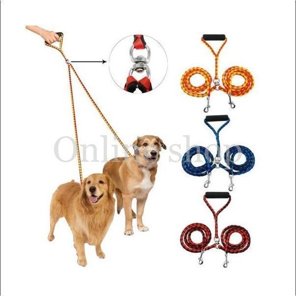 樂天商城 - 犬 2頭引き リード ペット ドッグ リフレクター リーシュ 反射テープ ダブルリード 多頭飼い 小型犬 中型犬 電話しながら散歩 絡まない 2匹