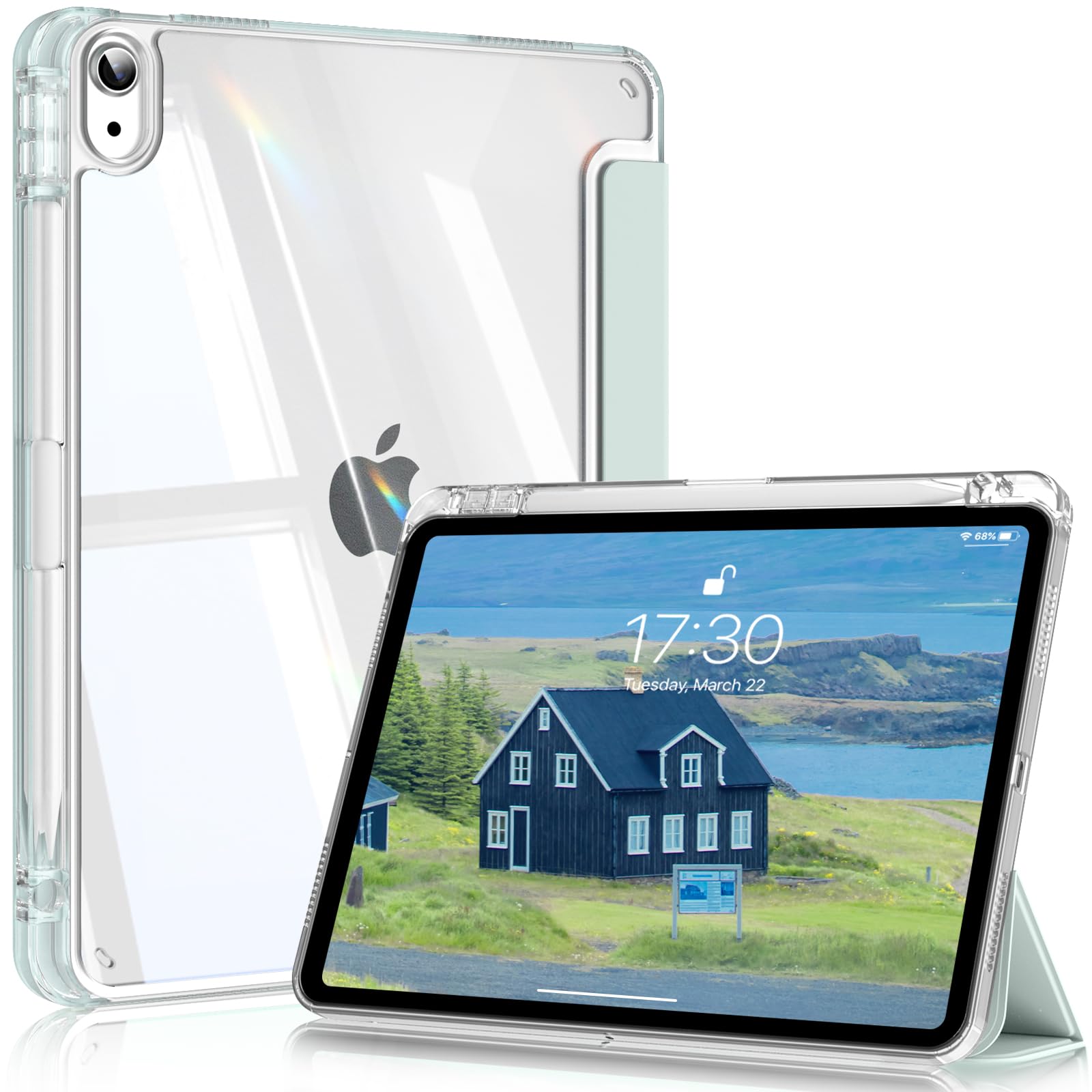 樂天商城 - iPad 11世代 ケース 2025 第11 10世代 10.9インチ 2022 透明 アクリル カバー ペンシルホルダー付き 三つ折りスタンド Touch 機能対 オートスリープ IDと