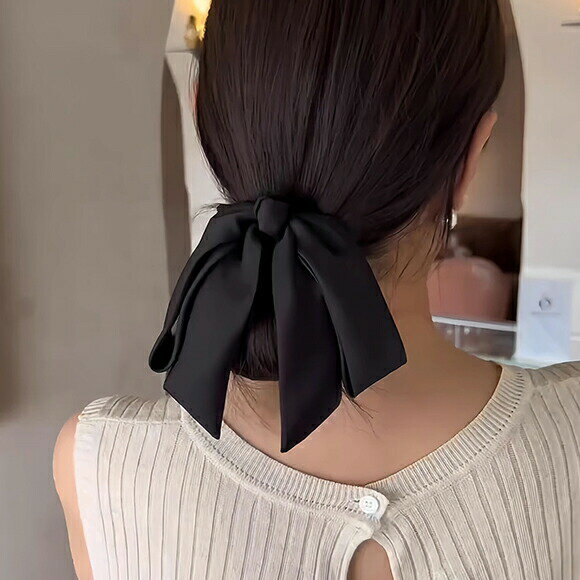 Rakuten - バレッタ ヘアアクセ ヘアアクセサリー アクセサリー アクセ 大人可愛い ブラック 韓国ファッション 春 夏 秋 冬 オフィスカジュアル リボンバレッタ リボン レディース 結婚式