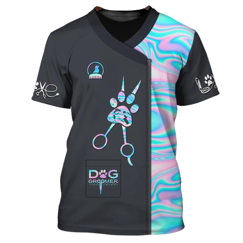 樂天商城 - Tシャツ メンズ 3D 立体プリント ペットトリミングツール柄 通気性 半袖 クルーネック ゆったり ポリエステル 綿混 春夏 トップス カジュアル 普段使い