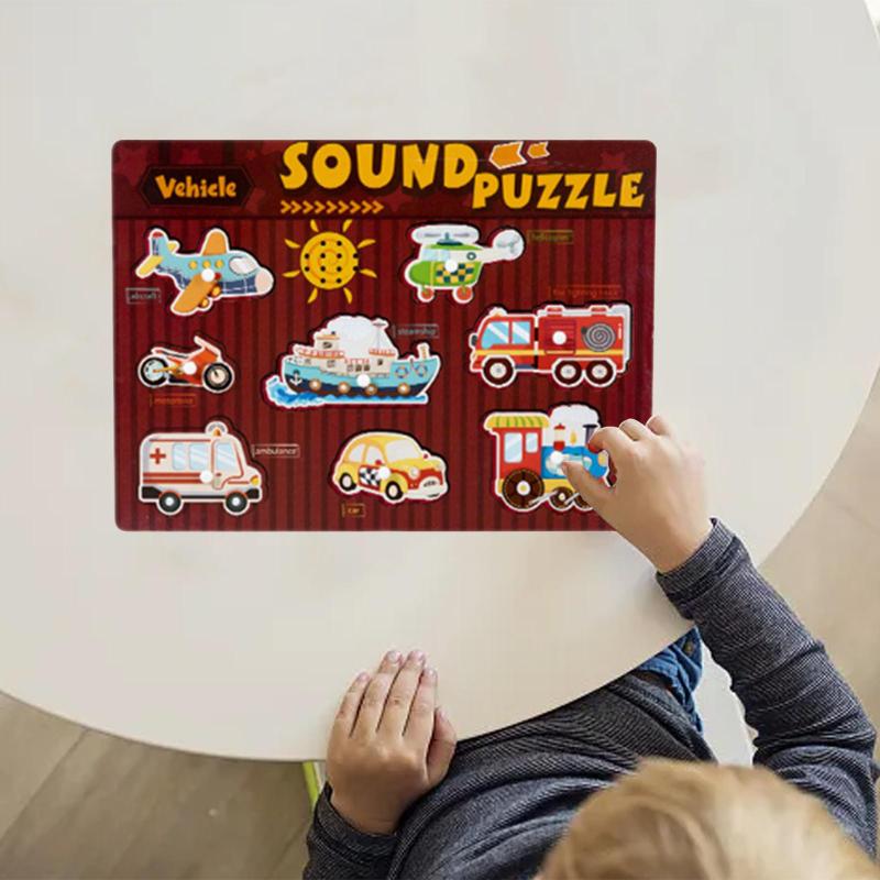 サウンドパズル 木製パズル 知育パズル 音の出るパズル ペグボード モンテッソーリ...