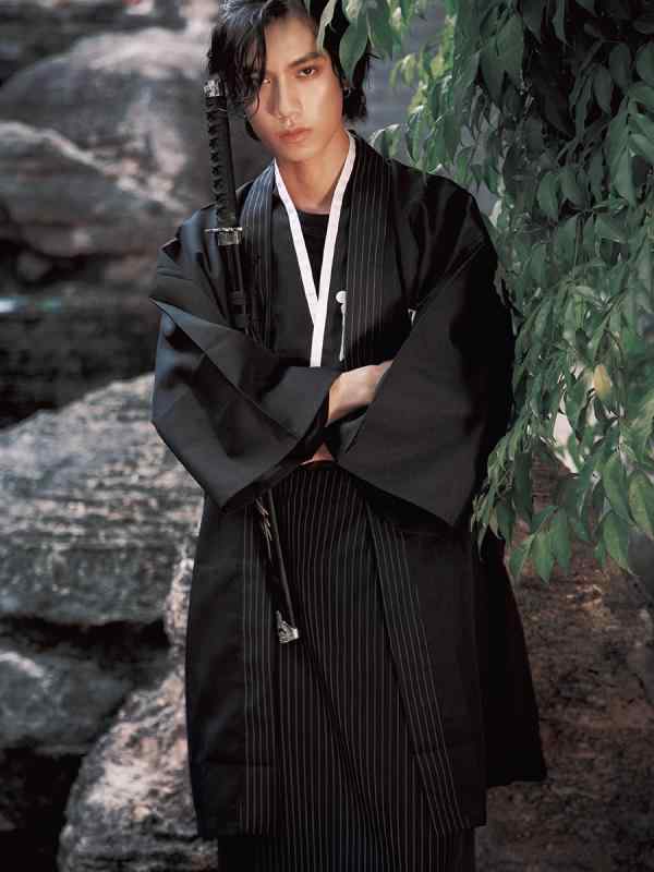 Kimono - 【楽天スーパーセール】和 着物 メンズ 衣装 フォーマルウェア 伝統的 サムライ 侍 コスプレ ステージ レトロ 黒 パフォーマンス