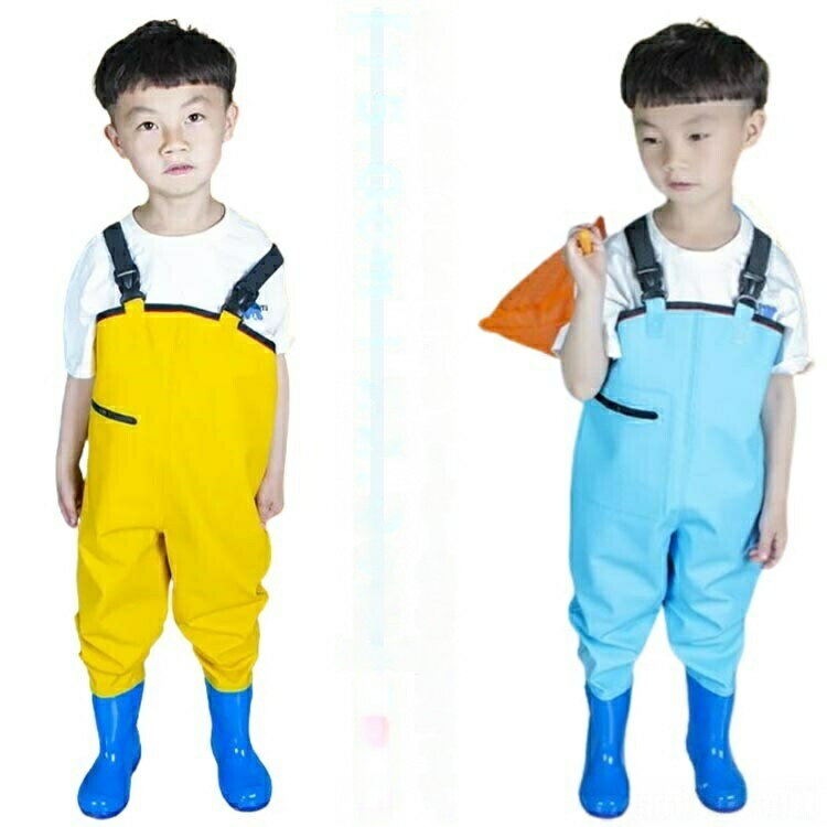 樂天商城 - 男の子 チェストハイウェーダー 子供用 プレイウェア ウェーダー 長靴付き 胴長 女の子 レインウエア 防水 水遊び