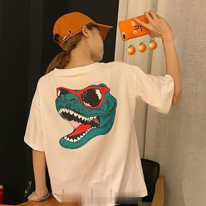 樂天商城 - 新作大きいサイズ レディース ロゴ 恐竜 バックプリント トップス カットソー LL-4LTシャツ Tシャツ