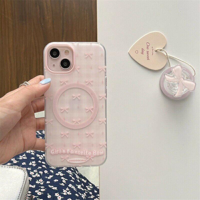 可愛い リボン柄 iPhone17 17Pro 17ProMax ケース かわいい ガール おしゃれ iPhone16 Pro スマホカバー マグネット対応 iPho スタンド付き MagSafe対応 2