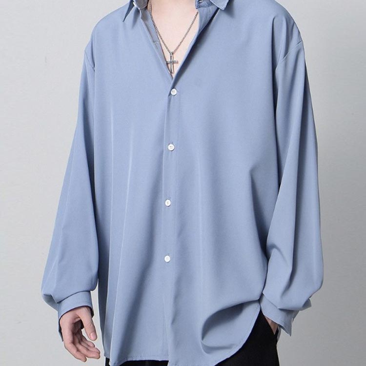 シャツ トップス メンズ とろみシャツ 黒 男性 シンプル ゆるシャツ 長袖 女性 白 ドロップショルダー 2枚組 無地 ゆったり 開襟シャツ ビッグシルエット ワークシャツ 春服 春夏 羽織 prosperplus-10014324 プロスパープラス サンプル画像2