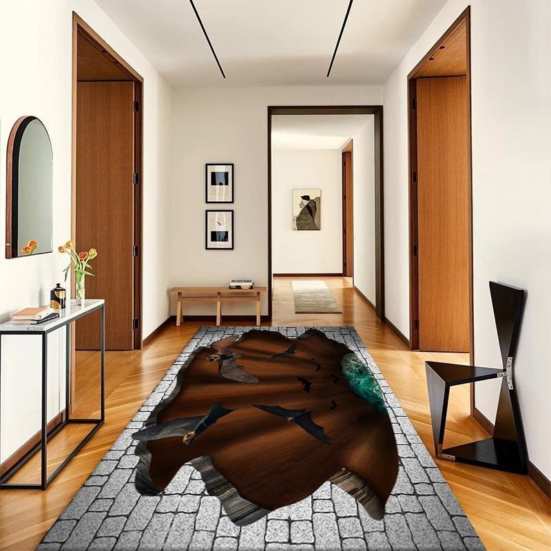 玄関マット 3D 錯視エリア 大判 ラグ 穴のように見える ビジュアル 耐磨耗 視覚的...