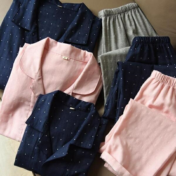 樂天商城 - パジャマ カップル 親子 ペアお揃い ダブルガーゼ 親子パジャマ 親子お揃い 前開き セットアップ 男女兼用 可愛い 寝巻 メンズ 着心地良い 部屋着 ルームウェア